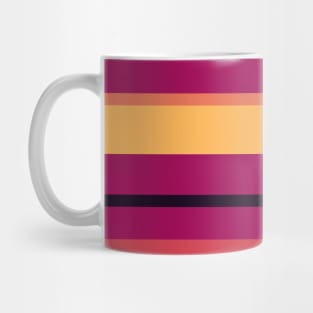 An attractive union of Licorice, Jazzberry Jam, Brick Red, Light Red Ochre and Pastel Orange stripes. Mug